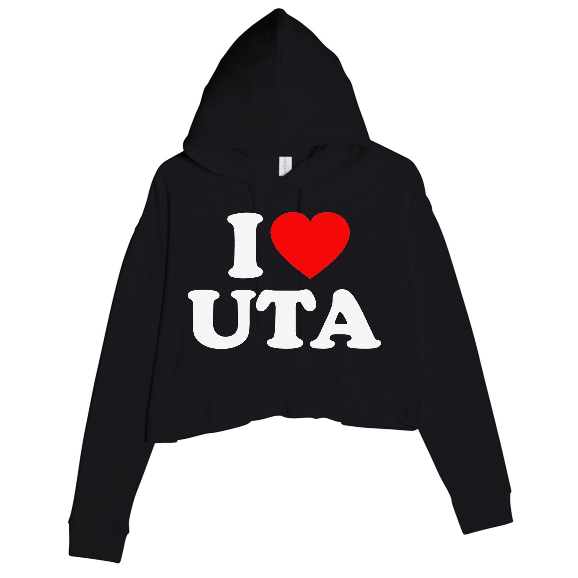 UTA Love Heart College University Alumni Crop Fleece Hoodie