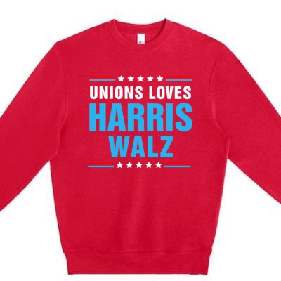 Unions Loves Harris Walz Uaw For Kamala Premium Crewneck Sweatshirt