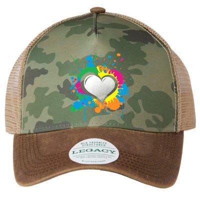 Unique Love Heart Multi Color Paint Splash Splatter Legacy Tie Dye Trucker Hat
