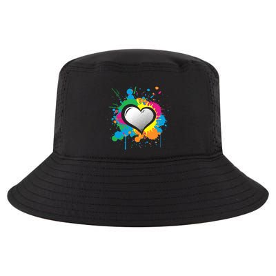 Unique Love Heart Multi Color Paint Splash Splatter Cool Comfort Performance Bucket Hat