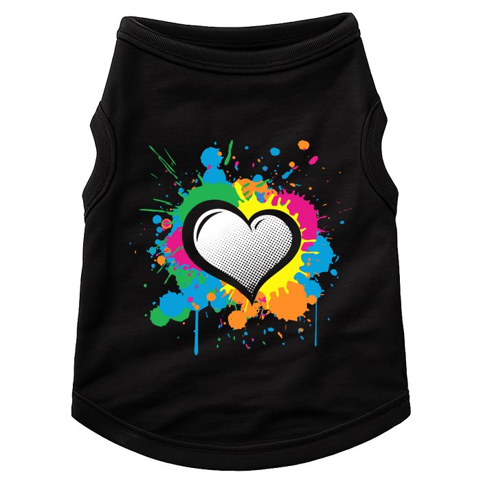 Unique Love Heart Multi Color Paint Splash Splatter Doggie Tank