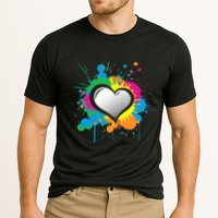 Unique Love Heart Multi Color Paint Splash Splatter Performance Shirt