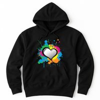Unique Love Heart Multi Color Paint Splash Splatter Hoodie