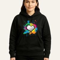 Unique Love Heart Multi Color Paint Splash Splatter Hoodie