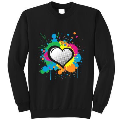 Unique Love Heart Multi Color Paint Splash Splatter Sweatshirt