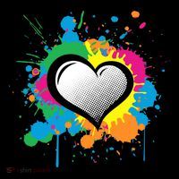 Unique Love Heart Multi Color Paint Splash Splatter Tall T-Shirt