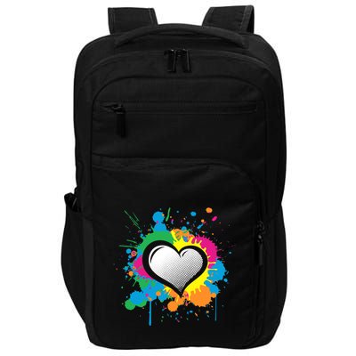 Unique Love Heart Multi Color Paint Splash Splatter Impact Tech Backpack