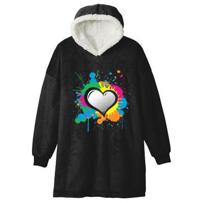 Unique Love Heart Multi Color Paint Splash Splatter Hooded Wearable Blanket