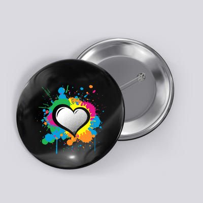 Unique Love Heart Multi Color Paint Splash Splatter Button