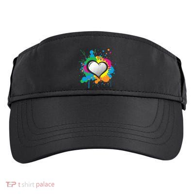 Unique Love Heart Multi Color Paint Splash Splatter Adult Drive Performance Visor