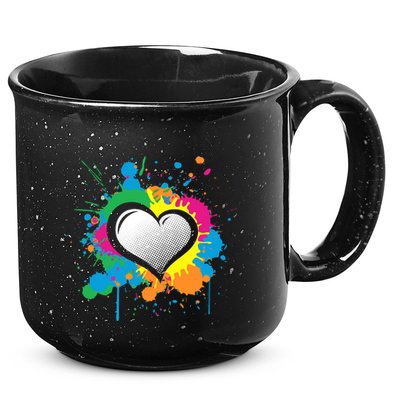 Unique Love Heart Multi Color Paint Splash Splatter 15oz Campfire Ceramic Mug