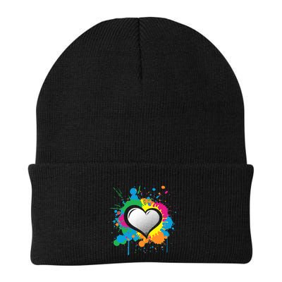 Unique Love Heart Multi Color Paint Splash Splatter Beanie