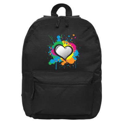 Unique Love Heart Multi Color Paint Splash Splatter 16 in Basic Backpack