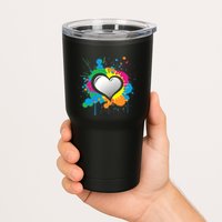 Unique Love Heart Multi Color Paint Splash Splatter Tumbler