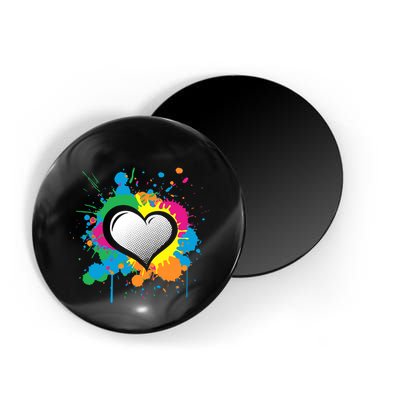 Unique Love Heart Multi Color Paint Splash Splatter Magnet
