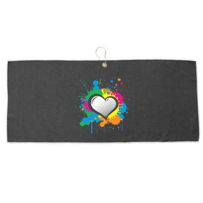 Unique Love Heart Multi Color Paint Splash Splatter Large Microfiber Waffle Golf Towel