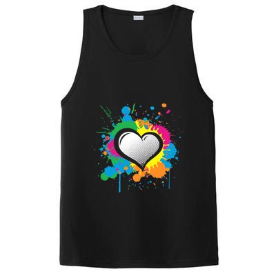 Unique Love Heart Multi Color Paint Splash Splatter PosiCharge Competitor Tank