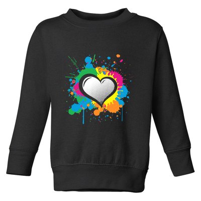Unique Love Heart Multi Color Paint Splash Splatter Toddler Sweatshirt