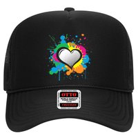 Unique Love Heart Multi Color Paint Splash Splatter Hat