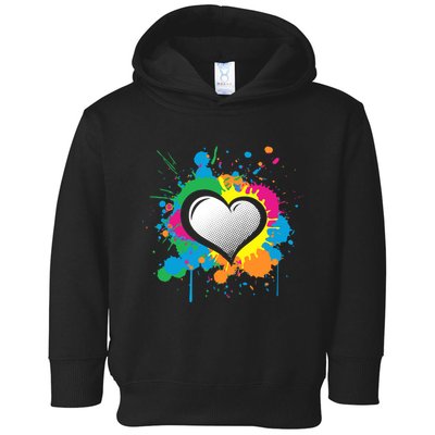 Unique Love Heart Multi Color Paint Splash Splatter Toddler Hoodie