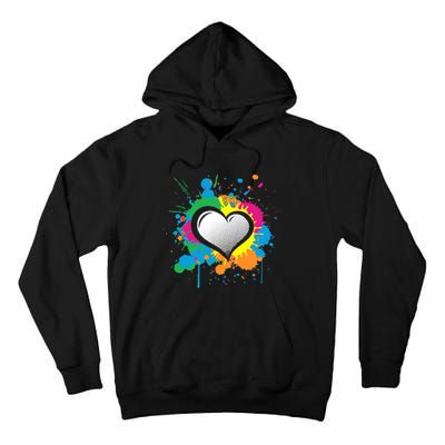 Unique Love Heart Multi Color Paint Splash Splatter Tall Hoodie