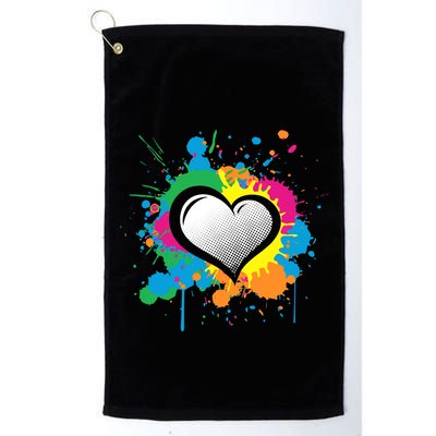 Unique Love Heart Multi Color Paint Splash Splatter Golf Towel