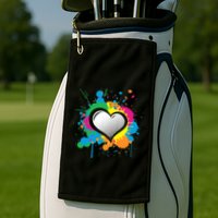 Unique Love Heart Multi Color Paint Splash Splatter Golf Towel