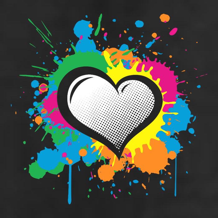 Unique Love Heart Multi Color Paint Splash Splatter Golf Towel
