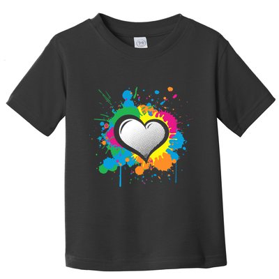 Unique Love Heart Multi Color Paint Splash Splatter Toddler T-Shirt