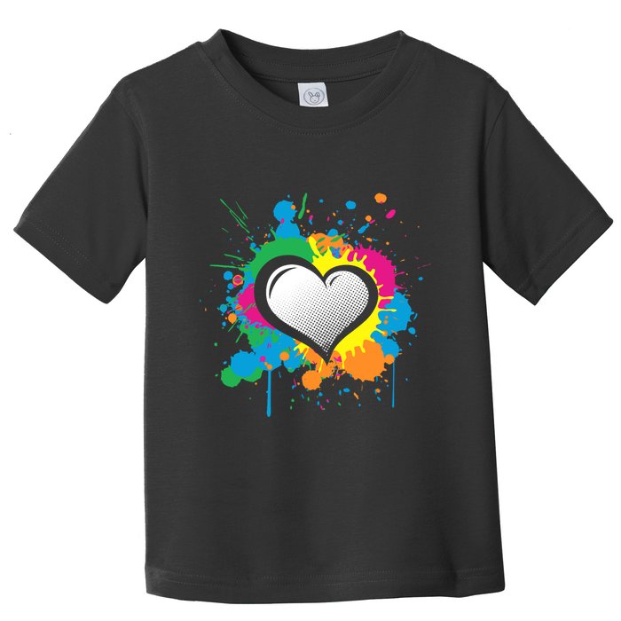 Unique Love Heart Multi Color Paint Splash Splatter Toddler T-Shirt