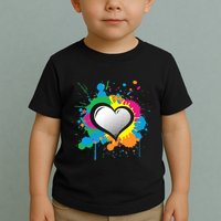Unique Love Heart Multi Color Paint Splash Splatter Toddler T-Shirt