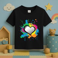 Unique Love Heart Multi Color Paint Splash Splatter Toddler T-Shirt