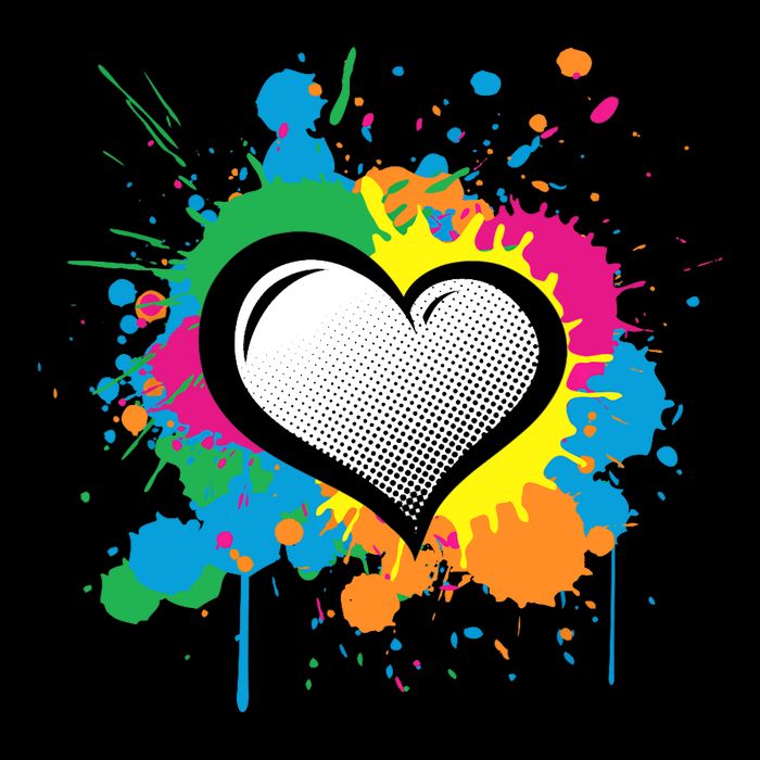 Unique Love Heart Multi Color Paint Splash Splatter Toddler T-Shirt