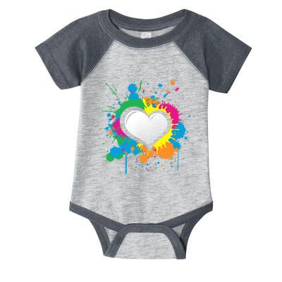 Unique Love Heart Multi Color Paint Splash Splatter Infant Baby Jersey Bodysuit