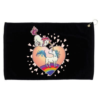 Unicorn Love Heart Rainbow Valentine's Day Great Gift Grommeted Golf Towel