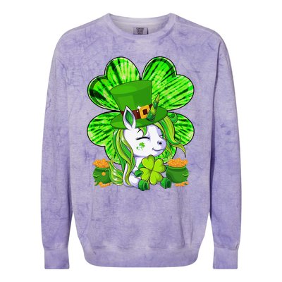 Unicorn Leprechaun Lepricorn Shamrock St Patricks Day Colorblast Crewneck Sweatshirt