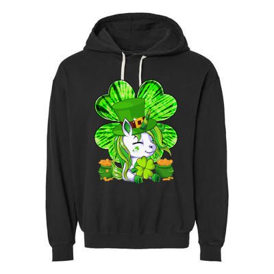 Unicorn Leprechaun Lepricorn Shamrock St Patricks Day Garment-Dyed Fleece Hoodie