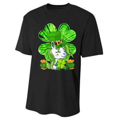 Unicorn Leprechaun Lepricorn Shamrock St Patricks Day Performance Sprint T-Shirt