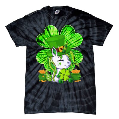 Unicorn Leprechaun Lepricorn Shamrock St Patricks Day Tie-Dye T-Shirt