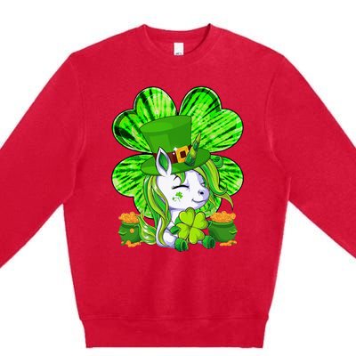 Unicorn Leprechaun Lepricorn Shamrock St Patricks Day Premium Crewneck Sweatshirt