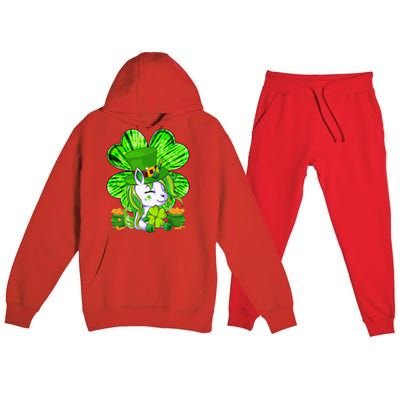 Unicorn Leprechaun Lepricorn Shamrock St Patricks Day Premium Hooded Sweatsuit Set