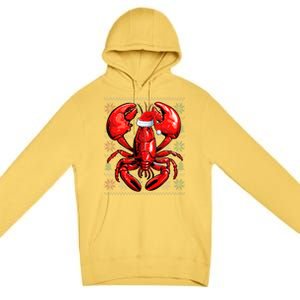 Ugly Lobster Lover Wearing Santa Hat Xmas Lobster Christmas Premium Pullover Hoodie