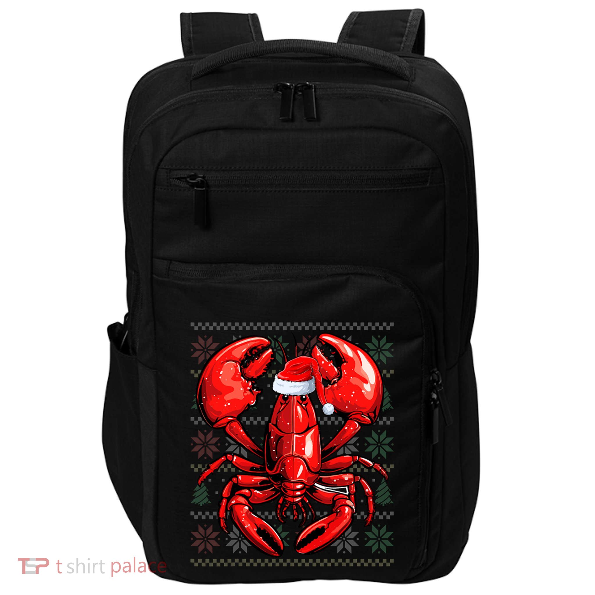Ugly Lobster Lover Wearing Santa Hat Xmas Lobster Christmas Impact Tech Backpack