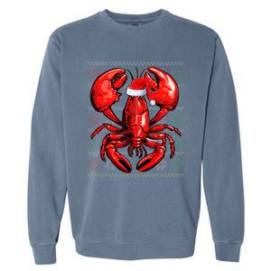 Ugly Lobster Lover Wearing Santa Hat Xmas Lobster Christmas Garment-Dyed Sweatshirt