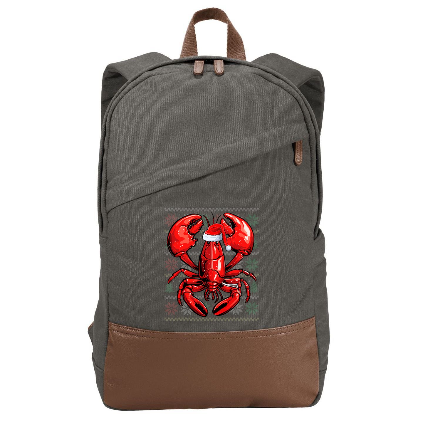 Ugly Lobster Lover Wearing Santa Hat Xmas Lobster Christmas Cotton Canvas Backpack