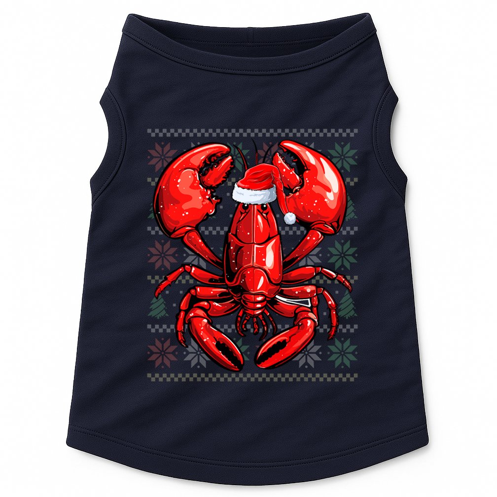 Ugly Lobster Lover Wearing Santa Hat Xmas Lobster Christmas Doggie Tank