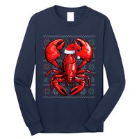 Ugly Lobster Lover Wearing Santa Hat Xmas Lobster Christmas Long Sleeve Shirt