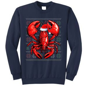 Ugly Lobster Lover Wearing Santa Hat Xmas Lobster Christmas Sweatshirt