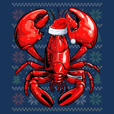Ugly Lobster Lover Wearing Santa Hat Xmas Lobster Christmas T-Shirt