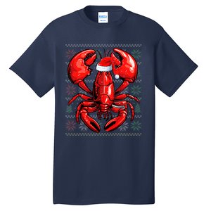 Ugly Lobster Lover Wearing Santa Hat Xmas Lobster Christmas Tall T-Shirt